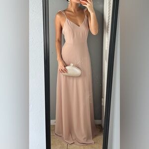 Lulus dusty rose chiffon flowy maxi gown S bridesmaid wedding guest prom formal